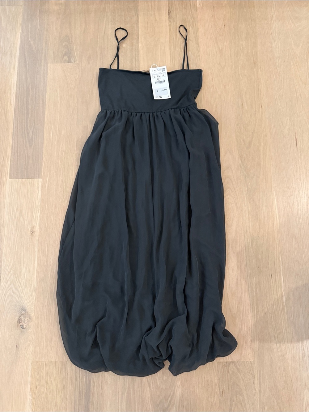 Zara Black Strapless Spaghetti Strap Maxi Dress